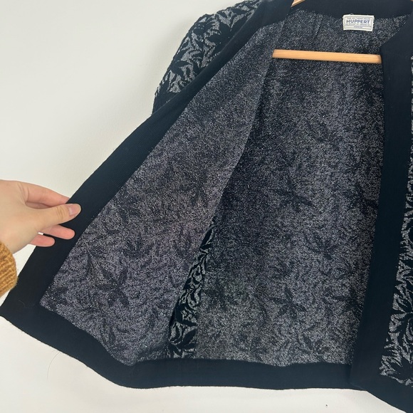 Vintage Huppert London Silver and Black Maple Leaf Cardigan - Picture 8 of 9